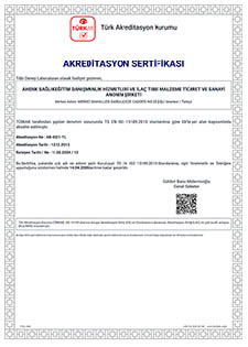 TS EN ISO 15189:2013 Akreditasyon Sertifikasi - 2024 / 13 TÜRKAK